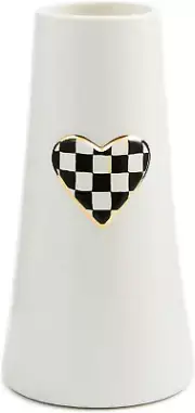 Ceramic Vase, Unique Decorative Vase, Tall, Black-And-White Courtly Check