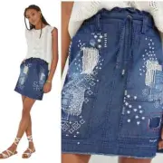 Pilcro Anthropologie NEW Patchwork Denim Skirt Small