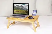 Laptop Desk Bed Tray Table Foldable Lap Desk Bamboo Breakfast Serving Tray Multi Function Table Multi-Position Adjustable Tilt Surface for MAX 15.6 Inch Notebook