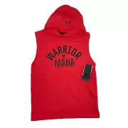NWT Under Armour Project Rock Warrior Mana Sleeveless Red Hoodie Youth Size L