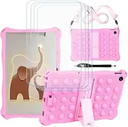 Cover for Xiaomi Pad 6 + 4 HD Tempered Glass, Silicone Shell Bumper Protective Back Case - Scratch Screen Protector (11,0"), Lanyard + Touchscreen Pen, Pink1