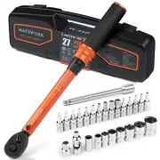 1/4 Inch Drive Click Torque Wrench, 27 PCS Bike Torque Wrench Set Double Scal...