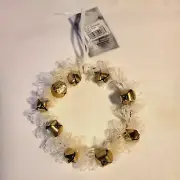St Nicholas Square Warm & Cozy Wreath Ornament with Bells White Christmas