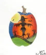 Kelly Clark Halloween Scarecrow Pumpkin Handpainted Needlepoint Canvas 1572
