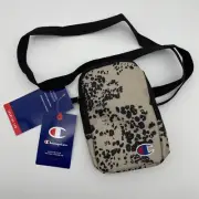 Champion Originals Crossbody Phone Bag Khaki Leopard Print Logo NWT