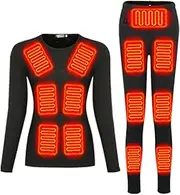 [IMYOGI] Cozy 32 Aresas Heated Underwear Set, 3 Gear Temperature Electric Heating Shirt and Pant Men Women Hunting Thermal Baselayer