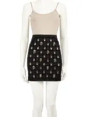 Black Crystal Embellished Beaded Skirt