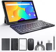 2024 Tablet 10.1 Inch 2 in 1 Tableta, Android 11 Tablet with keyboard, 1.8Ghz Quad-Core CPU 4GB+64GB Storage 512GB Expandable, 8MP Dual Camera, Newest Tablets PC with Case/Mouse/Stylus, IPS FHD Scree