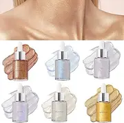 Body Shimmer Oil - 30ml Glitter Body Shimmer,Liquid Illuminator Body Highlighter, 6 Colors Shine Glitter Gold Liquid, Long Lasting Dry Body Makeup Oil for Women Adults