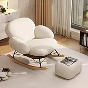 JUMEIYP Modern Accent Recliner Rocking Chair - Flannelette Upholstered Glider with Thick Cushion & Headrest, 330lbs Capacity, Easy Assembly for Living Room, Nursery, Bedroom (Brown)