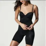 SPANX 10156R Suit Your Fancy Strapless Cupped Mid-Thigh Bodysuit Black~Small