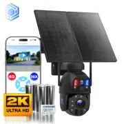 Security Camera 4G Solar 2 Dual Cam 36X Zoom 128GB Outdoor Wireless Battery SIM
