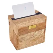 Academy James Wooden Recipe Box Kitchen Recipe Organizer Natural/Black