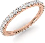 [Diamondere] Natural and Certified Diamond Wedding Ring in 14K Solid Gold | 0.79 Carat Full Eternity Stackable Band for Women, US Size 4 to 9