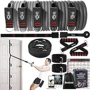 Resistance Band Set. Exercise Bands with Handles, Door Anchor and Ankle Strap. Home Gym, Supports Full-Body Workouts - with Fitness Poster and Video
