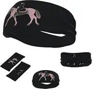 FJWSLCH Dressage Dressage Rider Horse Headbands for Women Men Non Slip Workout Sweatbands Adjustable Sports Hair Bands Elastic Head Bands Moisture Wicking Hairband for Running, Cycling, Yoga, Spa