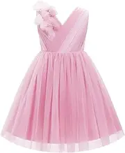 [IBTOM CASTLE] Flower Girl Toddler Tulle Dress V Neck Gradient Formal Birthday Party Wedding Graduation Princess Dresses