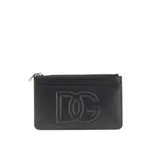 [DOLCE & GABBANA] DOLCE & GABBANA Leather cardholder pouch with embossed logo Woman One Size One Size Black