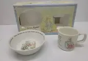WEDGWOOD PETER RABBIT 1991 2 PC CUP AND BOWL SET MADE IN ENGLAND NIB