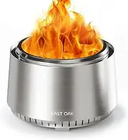 EAST OAK Fuoco Smokeless Fire Pit 21'' for Patio and Outdoor, Stainless Steel Firepit Wood Burning Fireplace with Carrying Bag, Portable Outdoor Fire Pit with Stand & Removable Ash Pan for Outside