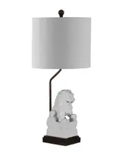 JONATHAN Y Guardian Lion White Ceramic LED Table Lamp