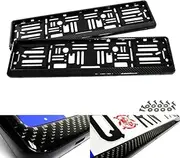 RZG 2x 3D Carbon Fibre Fiber UK EU Car Licence Registration Number Plate Holder Surround Frame Black