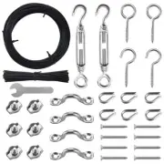 Outdoor Lights Hanging Kit,Globe String Light Suspension Kit,100FT Black Viny...