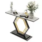 Hexagon Frame Hallway Table Console Entry Display Stand Marble Tabletop Furnitur