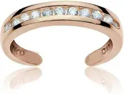 [B. BRILLIANT] Toe Rings for Women Girls, Sterling Silver Cubic Zirconia CZ Channel-Set Polished Adjustable Toe Ring