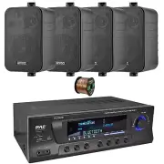 Pyle PT272AUBT Bluetooth Home Audio Amplifier, 4x 4" 30W 3-Way Speaker, 18G Wire