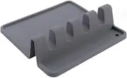 4 Slotted Silicone Spoon Rest,Modern Design Spatula Holder for Stove Top and Countertop Heat-Resistant,BPA-Free Utensil Rest & Spoon Holder for Grill Utensil Holder for Spatulas,Tongs, Ladles (Gray)