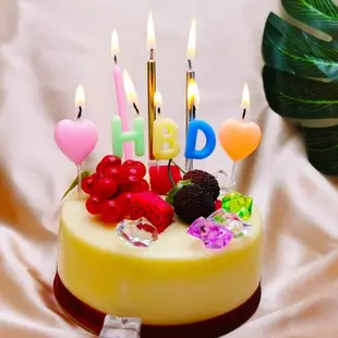 HBD愛心生日蠟燭派對聚會蛋糕裝扮兒童網紅可愛生日快樂字母女生