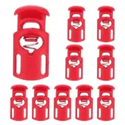 10pcs Spring Cord Locks Plastic Toggle Stopper Cord Stops Fastener, Red
