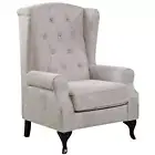 Mellowly Wing Back Chair Sofa Chesterfield Armchair Fabric Uplholstered - Beige