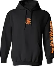 [Smith & Wesson] Mens Hooded Sweatshirt Long Sleeve Pullover Hoodie with Arm Logo, Officially Licensed