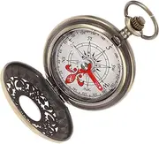 [Happyyami] Multi-Functional Vintage Compass Retro Metal Pocket Watch for Camping Hiking and Outdoor Navigation Lightweight Design Scale Construction for Use