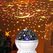 Star Night Light for Kids, Christmas Star Moon Night Lights Projector, 360 Degree Rotation-4 LED Lamps, for Kids