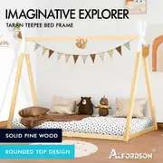 ALFORDSON Bed Frame Wooden Single Timber Teepee House Base Platform Oak TARAN