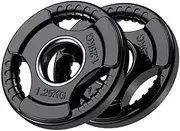 Premium Rubber Coated Olympic Weight Plate Set – Tri-Grip Cast Iron Weight Plates (1.25kg - 25kg) - Commercial Grade for Dumbbells & Barbells - Ideal for CrossFit, Home Gym, and Fitness Training