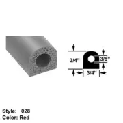 High Temp. Hollow Foam Rubber Surface Mount Seal, Ht. 3/4" x Wd. 3/4" - Red
