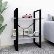 2 Tier Book Cabinet Concrete Grey Engineered Wood Storage Shelf 60x30x70 cm