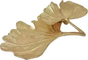 Metal Jewelry Dish, Small Leaf Shaped Ring Holder 2-tier Ginkgo-gold