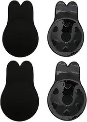 [LETSIQS] 2 Pairs Sticky Bra, Strapless Backless Bra Adhesive Invisible Lift Up, Reusable Push Up Breast Lift Nipple Covers Patch for Women