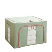 Foldable Storage Box Crushed Steel Frame Clothes Quilt Toys Organizer - Green 66L