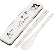 Skater CCS3SAAG-A Combination Set, Chopsticks and Spoon Set, Pingu, 7.1 inches (18 cm), Antibacterial for Adults, Made in Japan