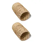 2x Rosewood Wooden Play/Sleep/Chew Hyacinth Tunnel Hamster/Rabbit Toy M Natural