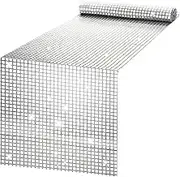1pcs 12 x 108 Inch Silver Disco Table Runner, Disco Ball Table Runner Glitter Disco Party Table Runner Mirror Foil Table Runner Party Supplies Birthday Party Decoration Wedding Tablecloth