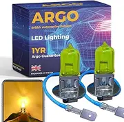 Argo H3 Bulb 100w Xenon Yellow Gold Euro 3000k Super Bright Replacement H3 Headlight Bulb 453 Pk22s 483 Car Van Front Fog Light Lamp High Low Beam Upgrade Halogen H3 Bulbs 12v