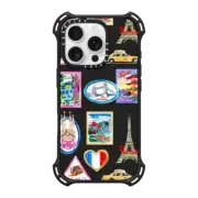 iPhone 16 Pro Bounce Case MagSafe Compatible Vintage Luggage Stickers