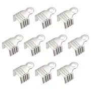 400Pcs Fold Over Cord Ends, 8x11mm Terminators Crimp End Tips Silver Tone
